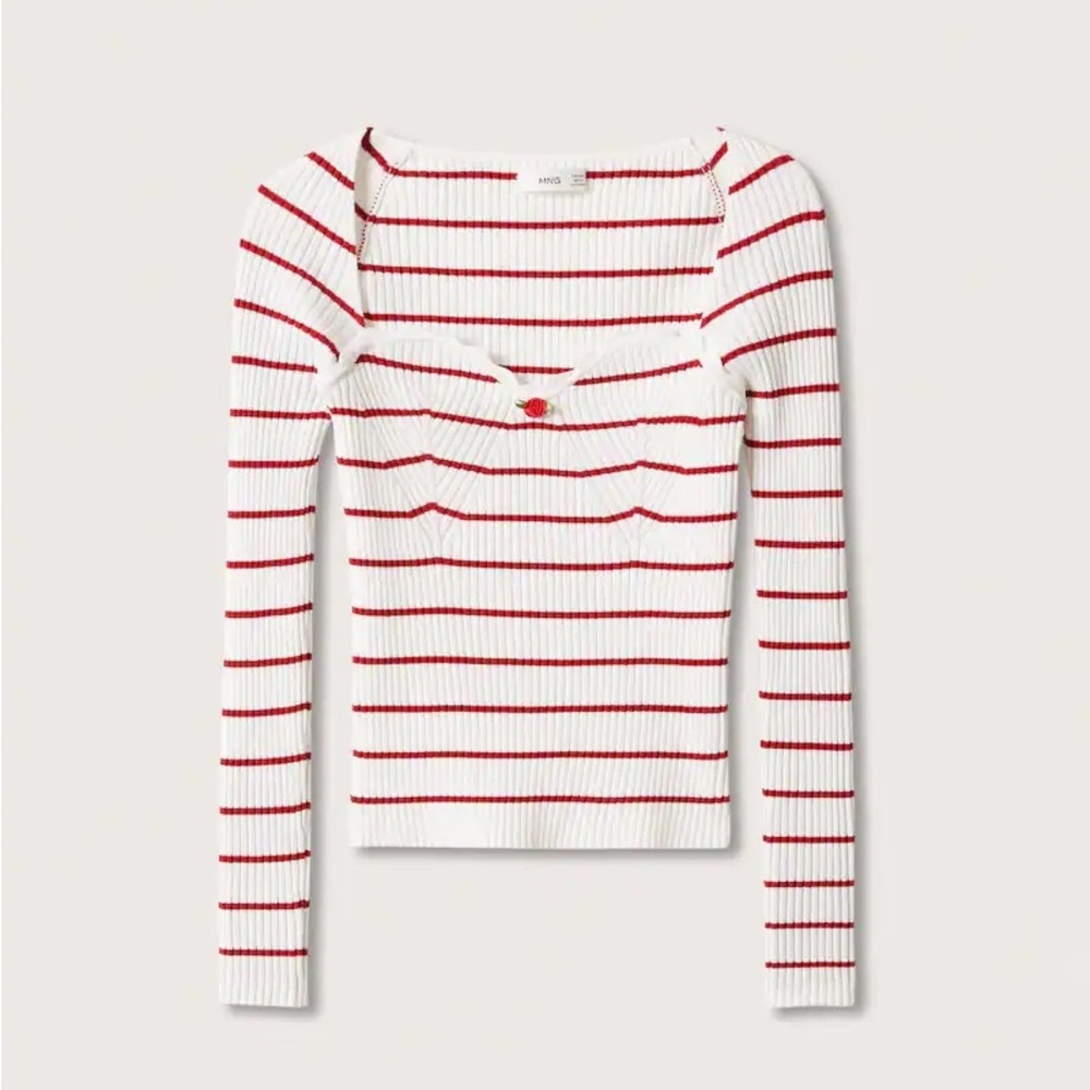 NWT Mango Parisian Striped Flower Shirt S